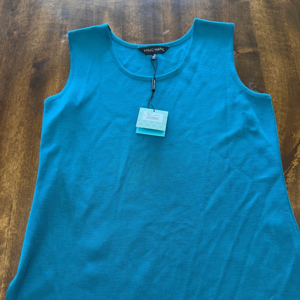 Women’s Ming Wang Ribbed Tank NWT Medium Teal Color Sleeveless